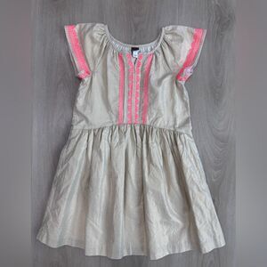 Tea Collection Gold Shimmer Embroidered Girl's Dress, Size 7